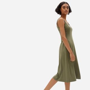 Everlane Luxe Cotton Seamed Tank Dress Dark Moss